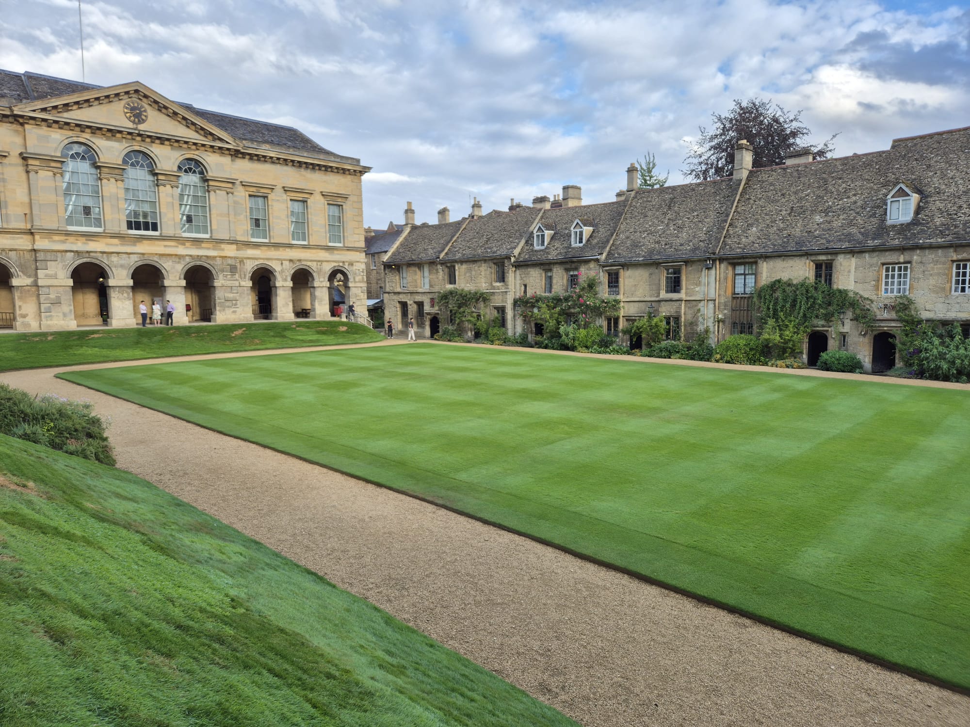 An Oxford college quadrangle with autumn planting